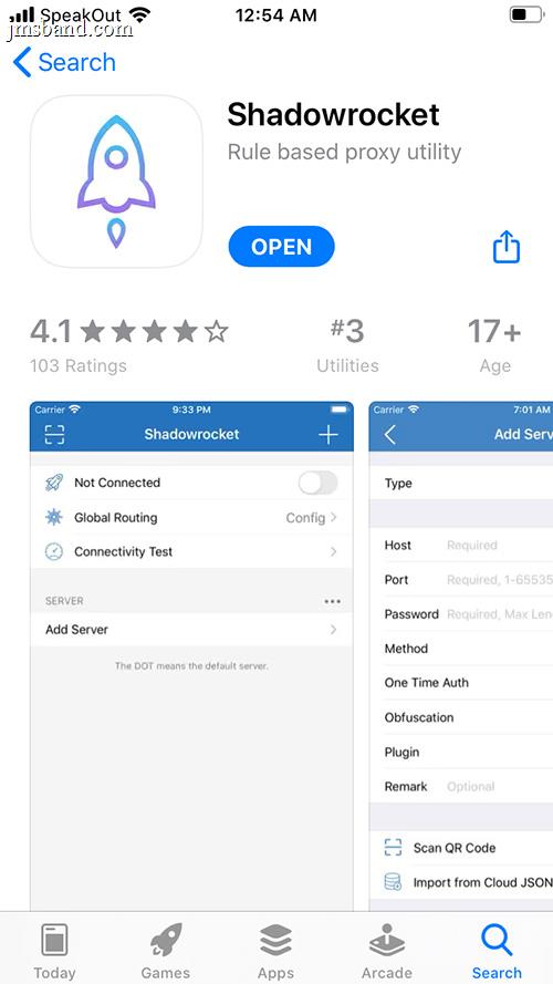 Shadowrocket App for v2ray on iPhone