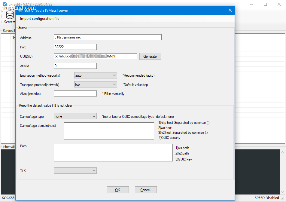 VMess connection configuration